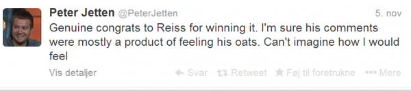 Jetten 1. tweet